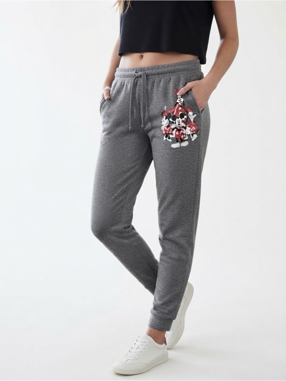 Disney Mickey & Friends Holiday Joggers Gray Small NWT